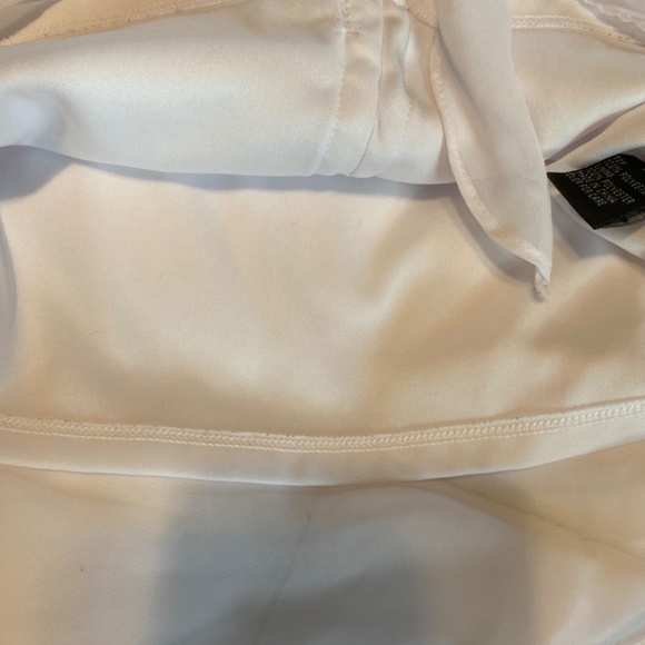 Amy's Closet Beautiful White Lined Front Ruffle Waterfall Button Blouse & Tie 14 - Picture 6 of 8